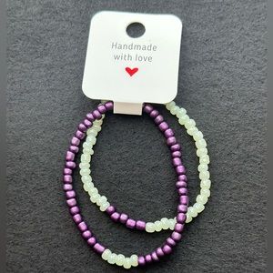 Purple & White Bracelet Set